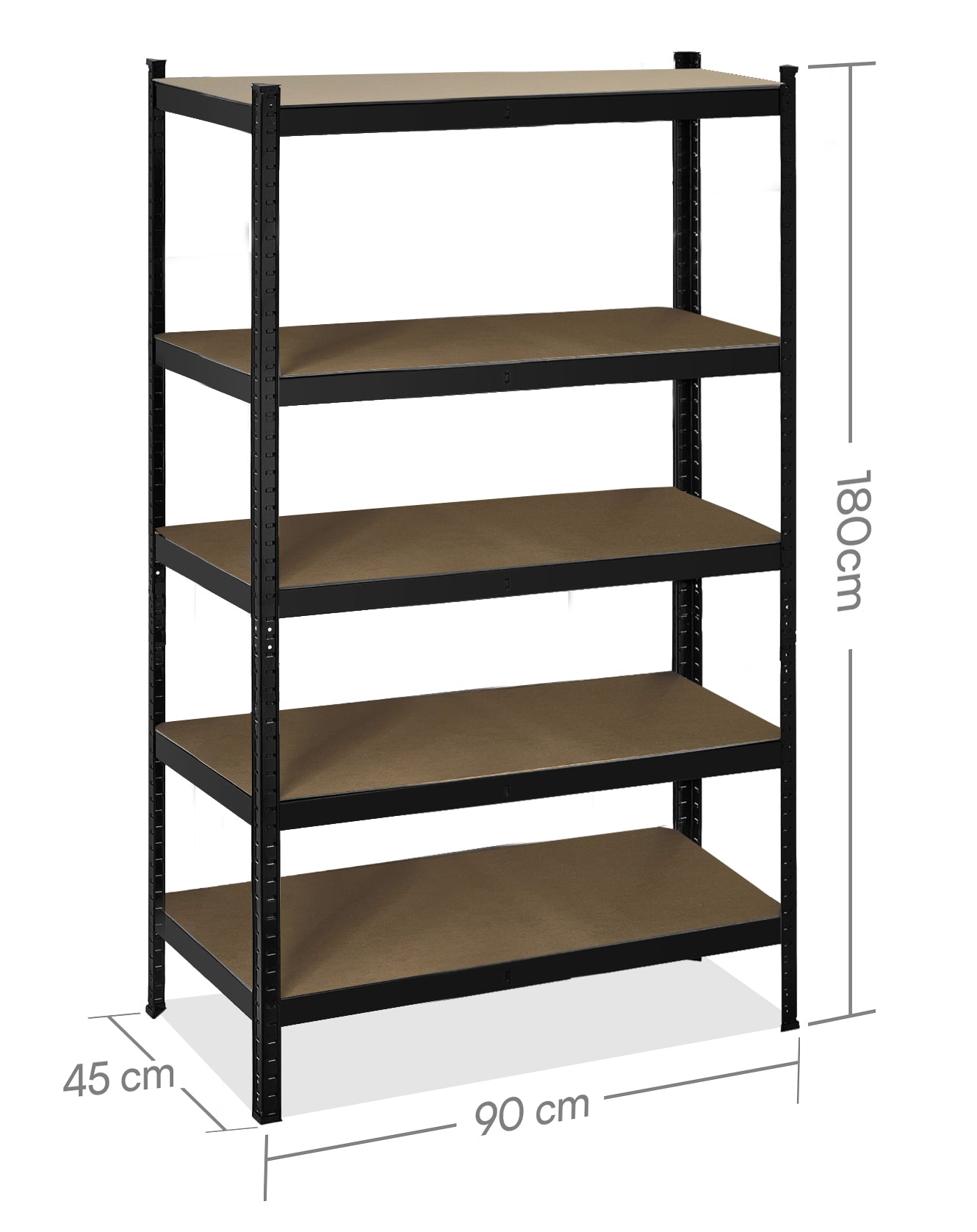 Set Tricolore - Scaffale di 5 Ripiani 180 x 90 x 45cm (Set di 3: Nero, Blu, Rosso)