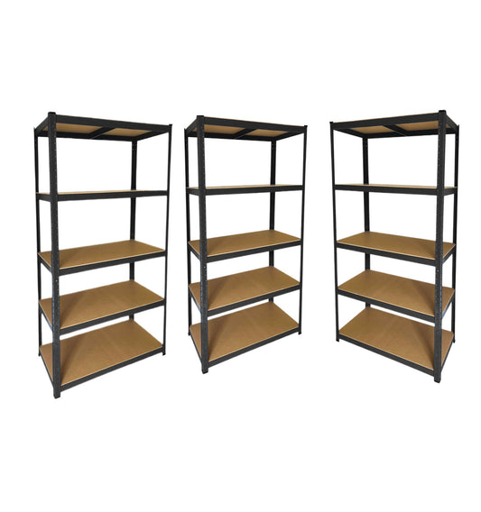 Set Scaffali in metallo 180x90x45 Nero 3 pezzi