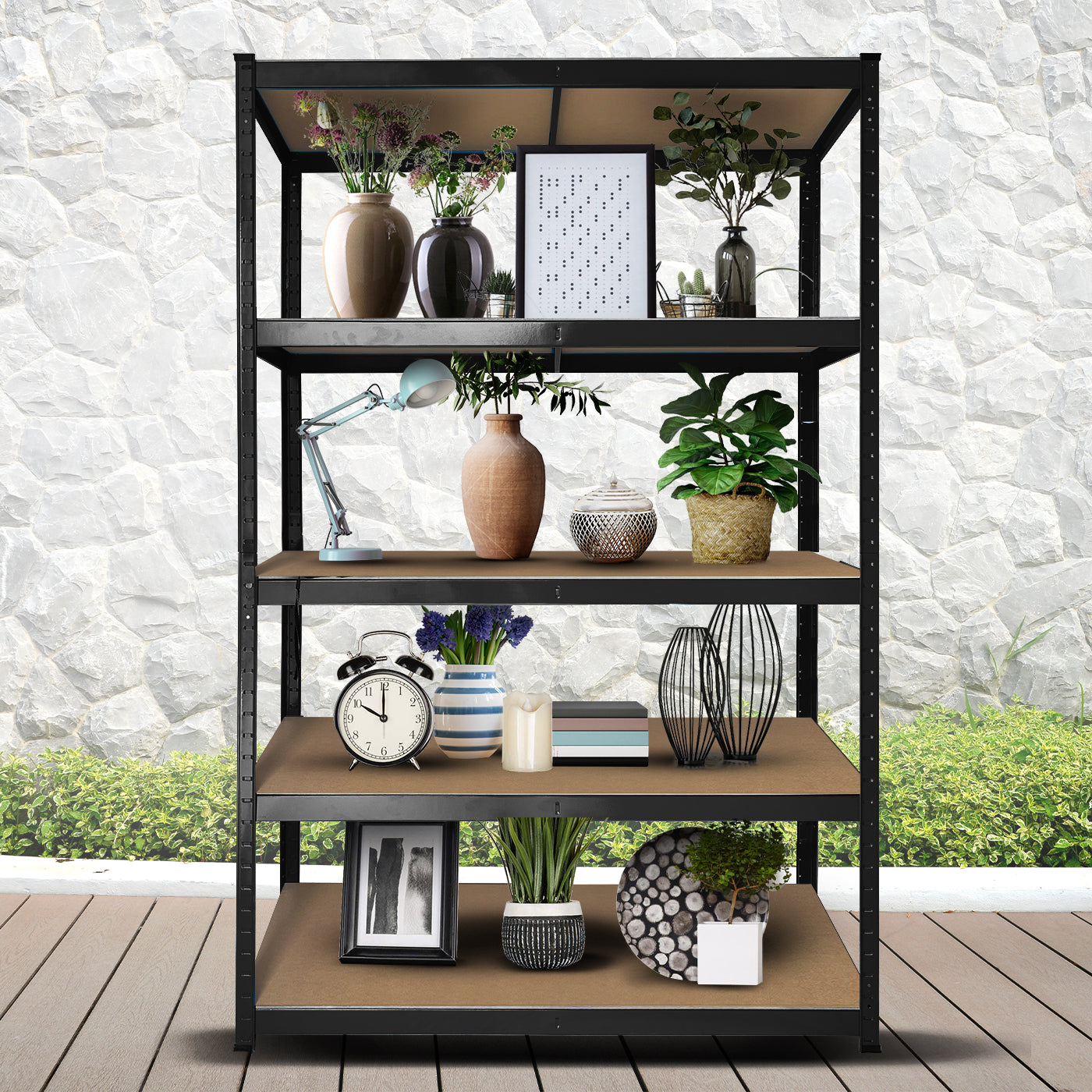 Set Scaffali in metallo 180x90x45 Nero 3 pezzi