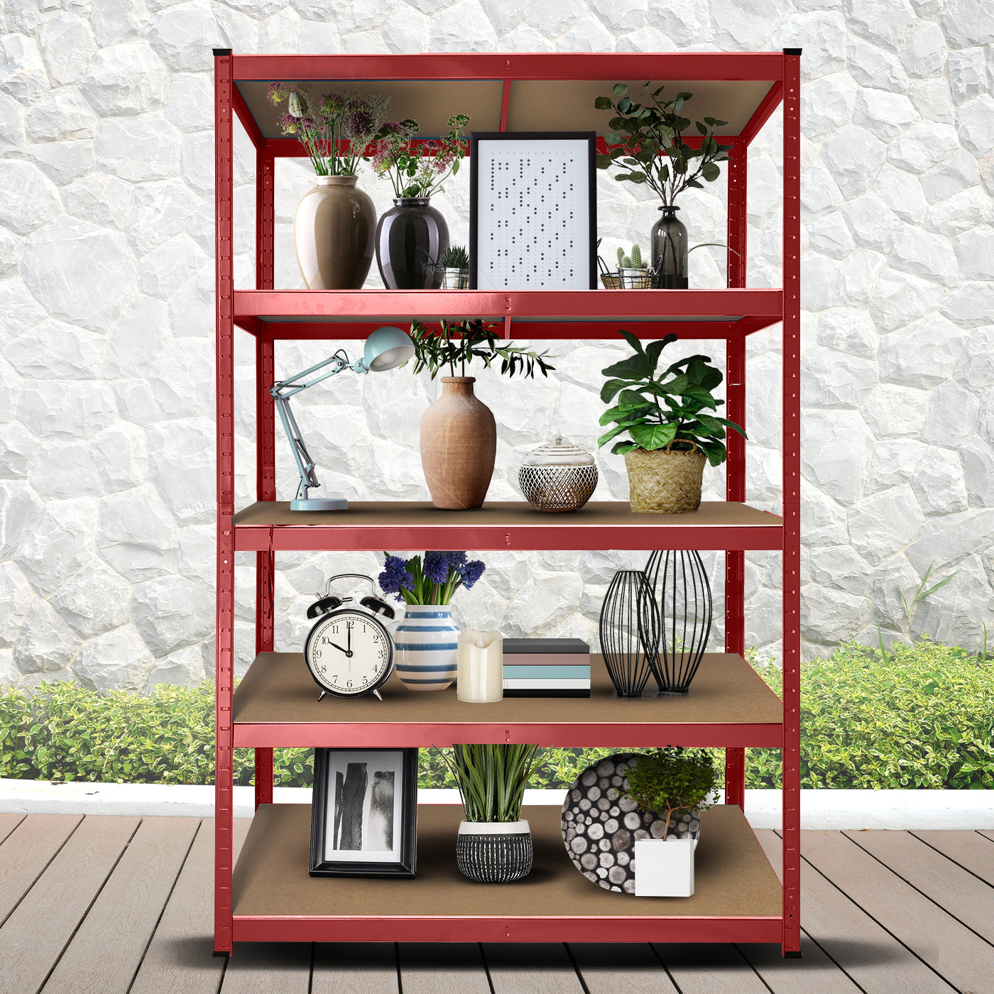 Set Scaffali in metallo 180x90x45 Rosso 3 pezzi